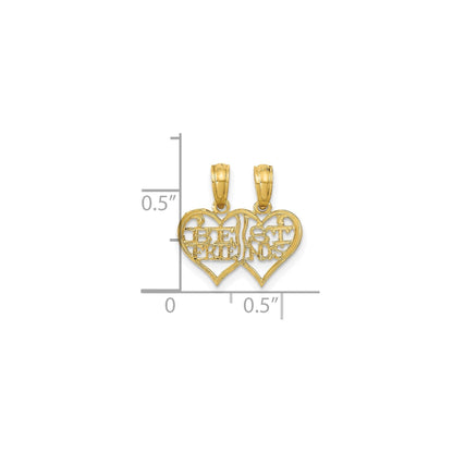14K Real Gold Break-Apart Best Friends Heart Pendant