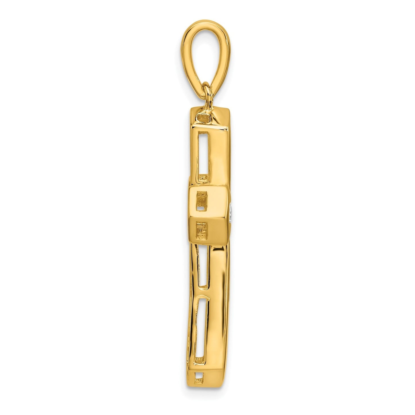 14K Yellow Gold 1 carat Lab Diamond Cross Pendant