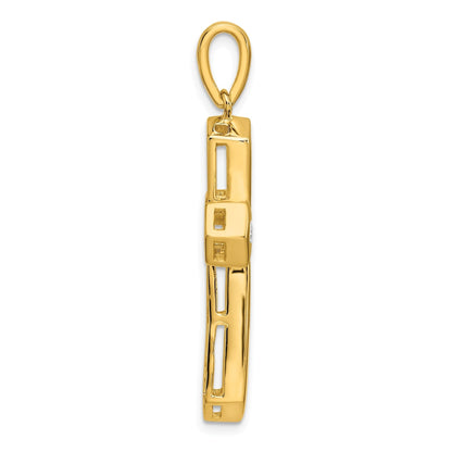 14K Yellow Gold 1 carat Lab Diamond Cross Pendant