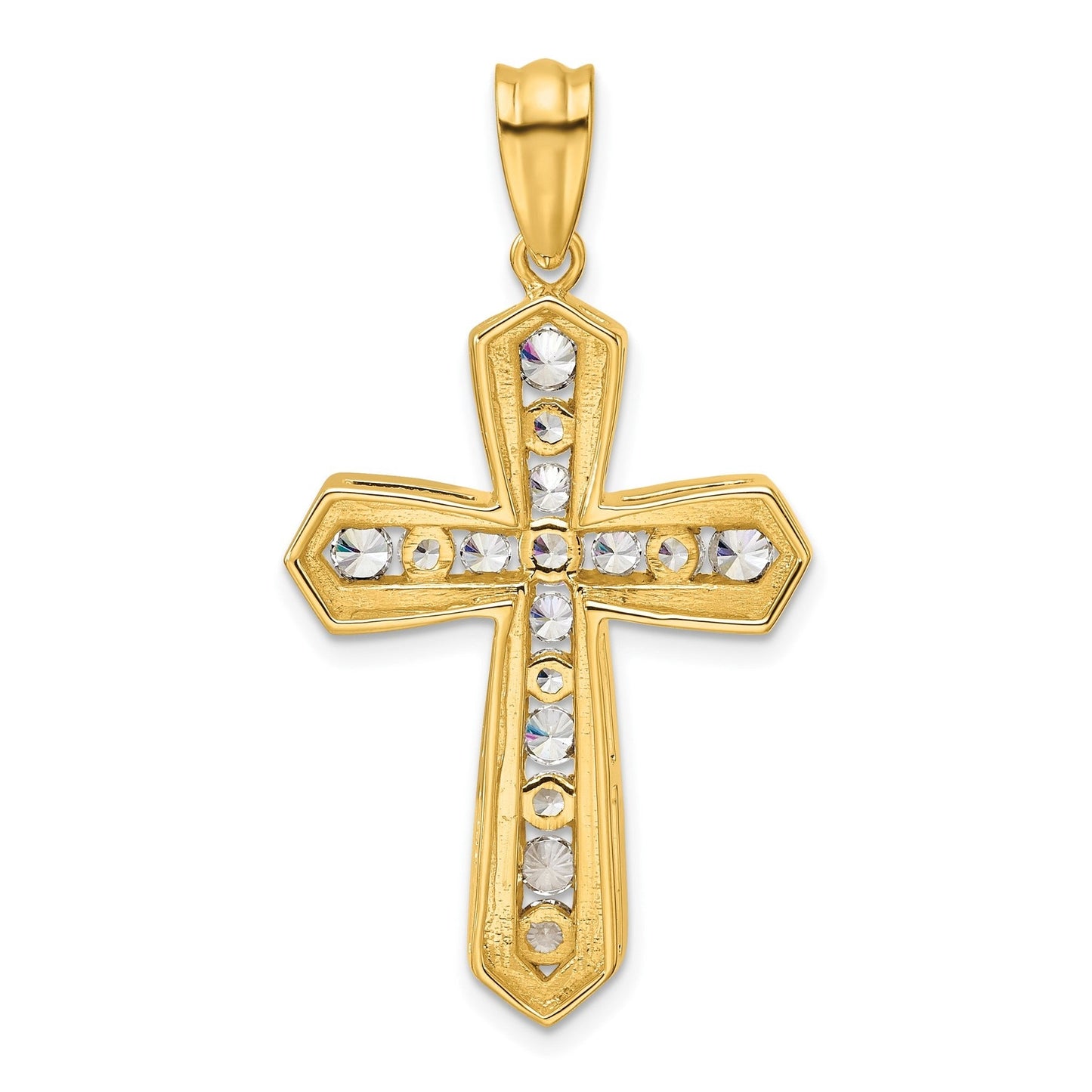14K Yellow Gold 1 carat Lab Diamond Cross Pendant