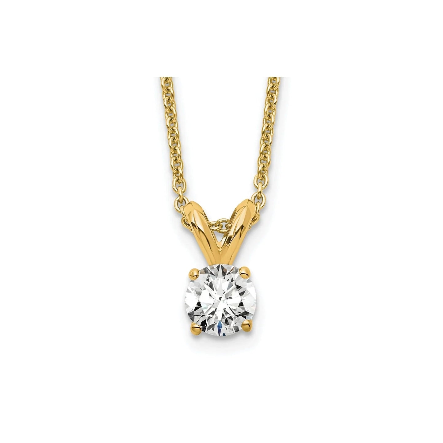 14 Carat Round Lab Grown Diamond Solitaire Necklace