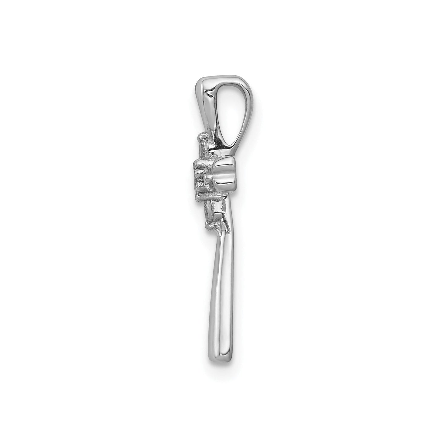 14k Gold 1/10 carat Lab Grown Diamond  Cross Chain Slide Pendant