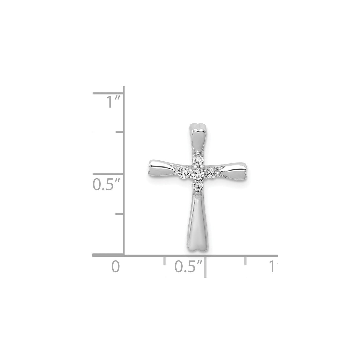 14k Gold 1/10 carat Lab Grown Diamond  Cross Chain Slide Pendant