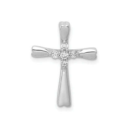 14k Gold 1/10 carat Lab Grown Diamond  Cross Chain Slide Pendant