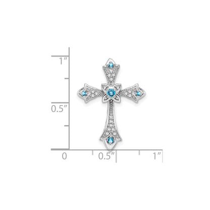 Gold Round Natural Swiss Blue Topaz and Diamond Pendant