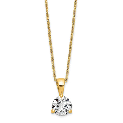 Lab Grown Diamond  Gold Solitaire Pendant Necklace