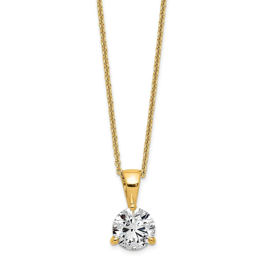 Lab Grown Diamond  Gold Solitaire Pendant Necklace