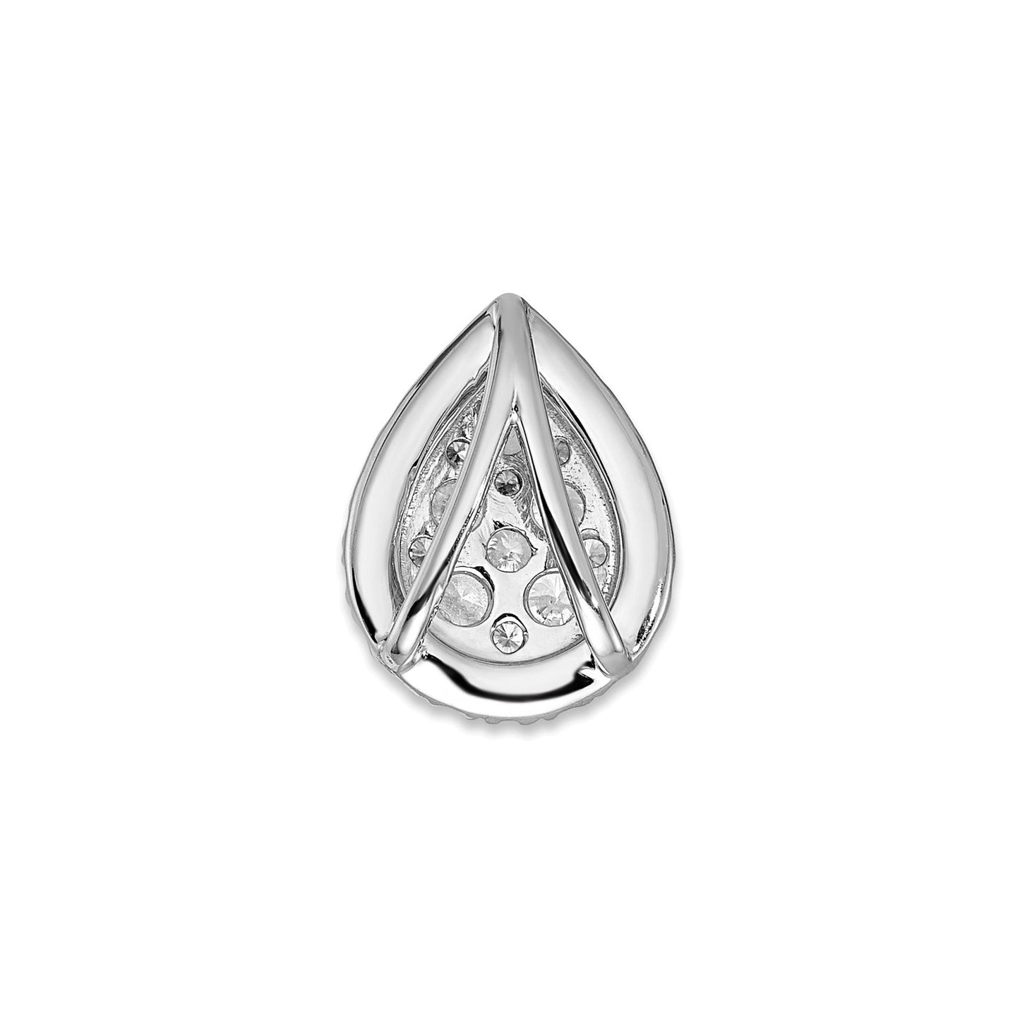 14k White Gold 5/8 ct Lab Diamond Teardrop Halo Chain Slide Pendant