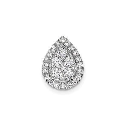 14k White Gold 5/8 ct Lab Diamond Teardrop Halo Chain Slide Pendant