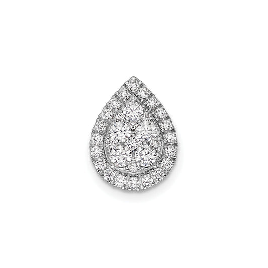 14k White Gold 5/8 ct Lab Diamond Teardrop Halo Chain Slide Pendant