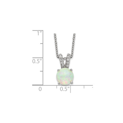 Lab Created Opal Split Bail 18 Inch Necklace Sterling Silver