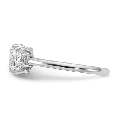 14K White Gold Lab Grown Oval Diamond Three Stone Semi Mount Engagement Ring