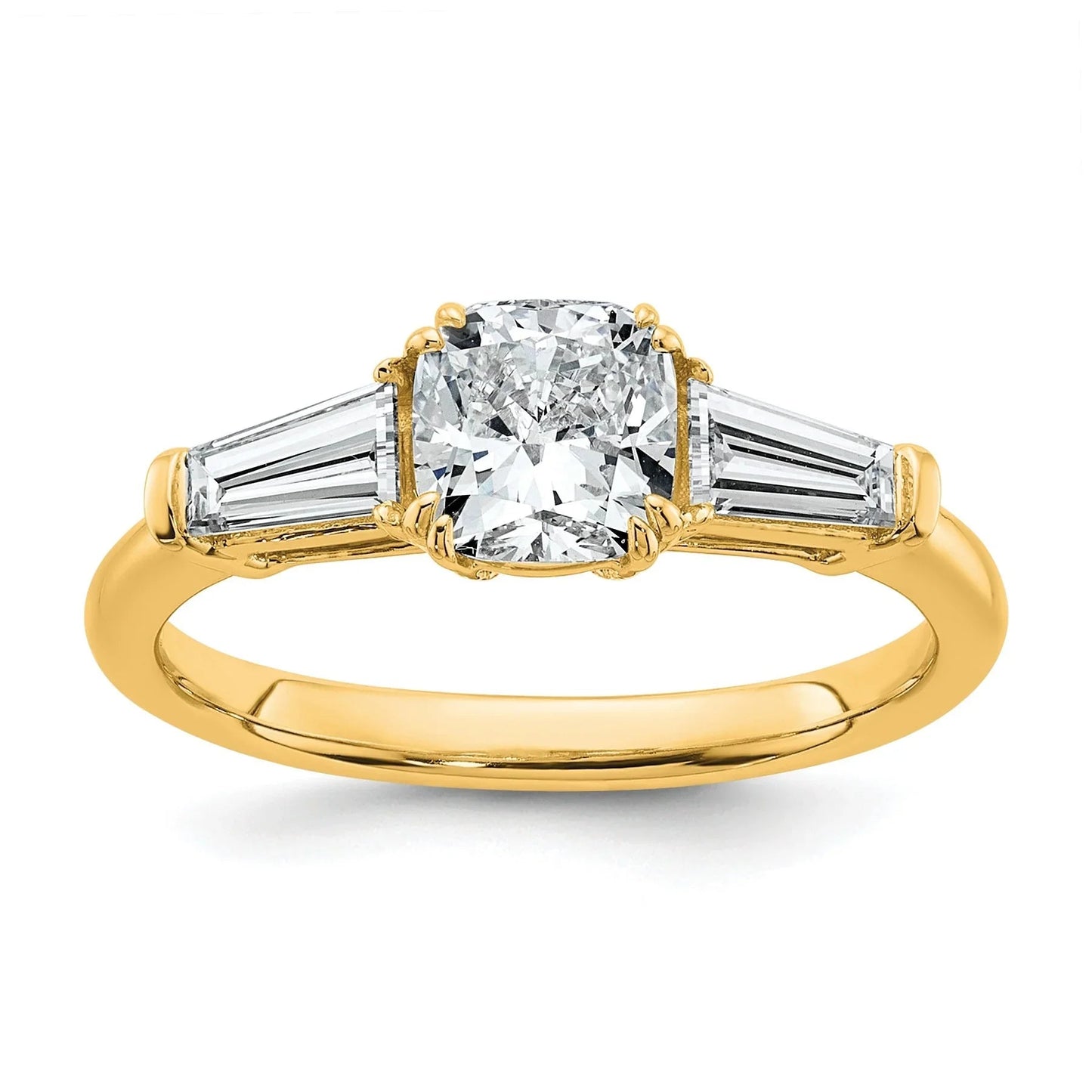 Lab Grown Diamond Princess & Half-Moon 3-Stone Bridal Ring