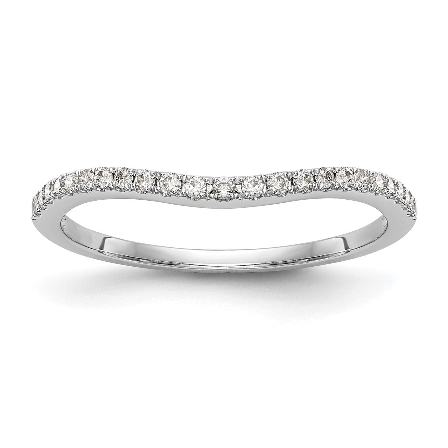 0.12 Ct Round Lab Diamond Pavé 14K White Gold Curved Wedding Enhancer Band