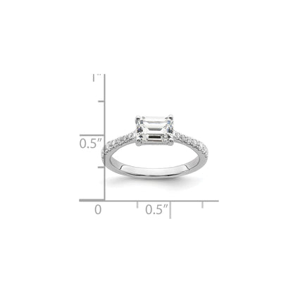 0.25 Ct Emerald-Cut White Diamond Prong 14K White Gold Semi Mount East West Ring