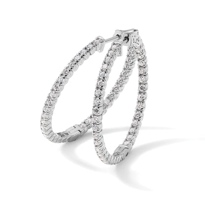 14K Gold Lab Grown Diamond Hoop Earrings 2 Ct