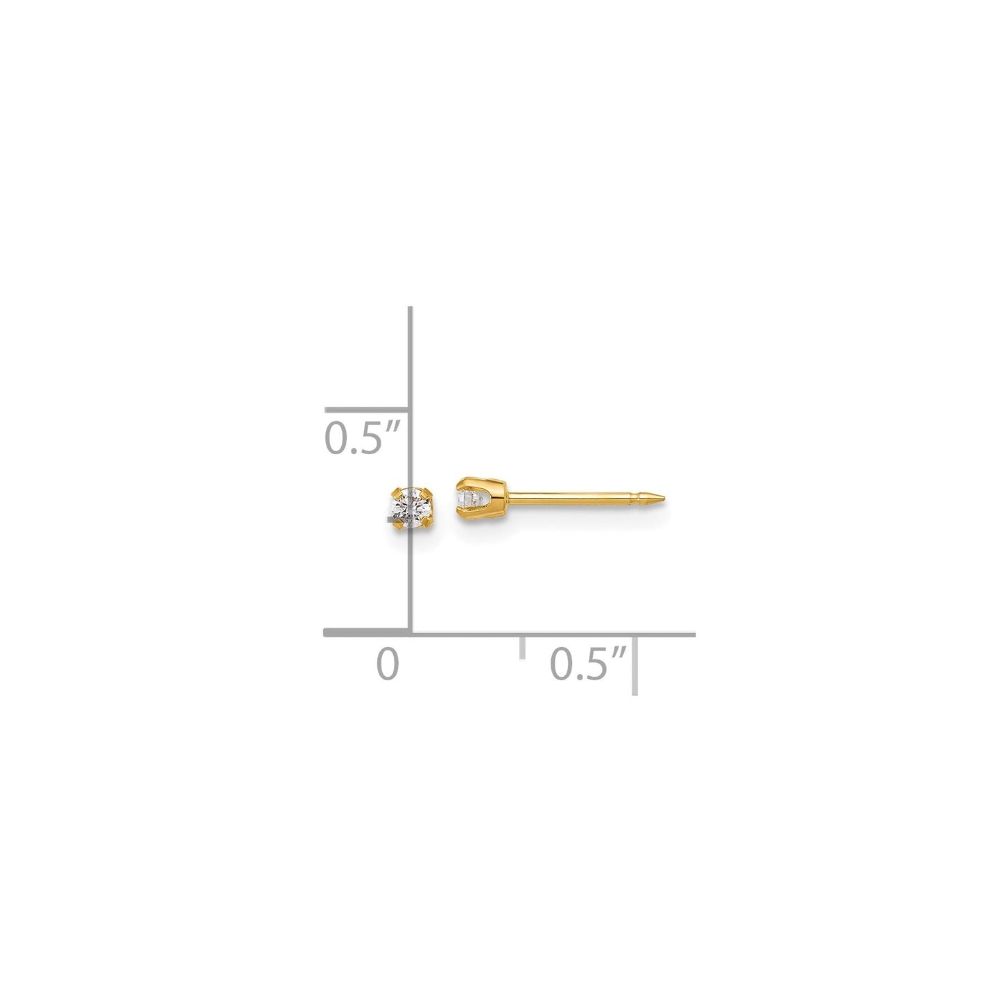 14k Yellow Gold Lab Grown Diamond Short Piercing Stud Earrings