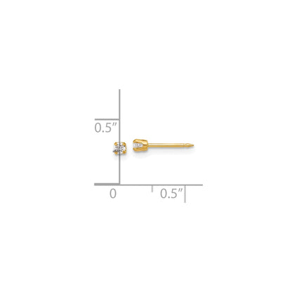 14k Yellow Gold Lab Grown Diamond Short Piercing Stud Earrings
