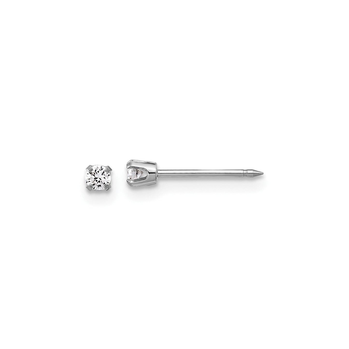 14k White Gold Lab Grown Diamond Short Post Piercing Stud Earrings