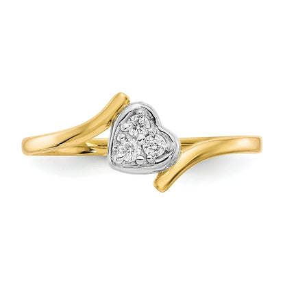 10K Gold CZ Heart Bypass Three Stone Ring