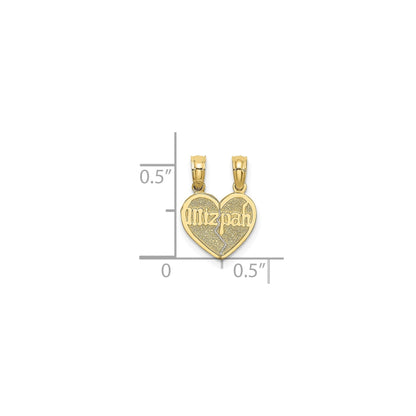 10K Gold  Break apart Reversible Mizpah Heart Pendant