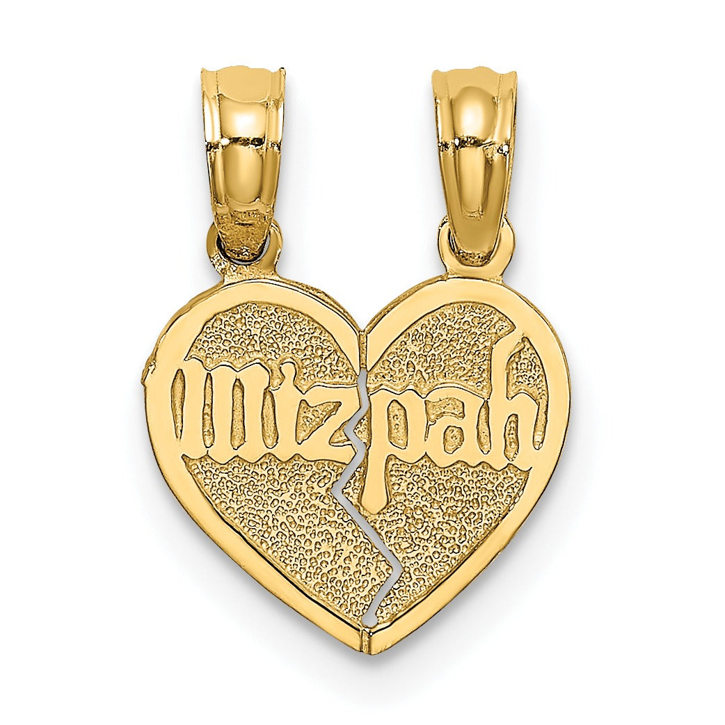 10K Gold  Break apart Reversible Mizpah Heart Pendant