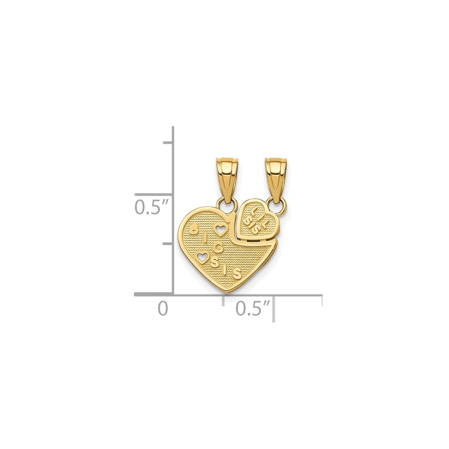 10K Real Gold 2 Sister Charm Break-Apart Pendants