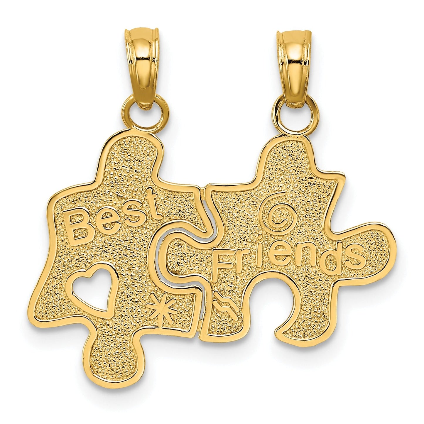 10K Gold BEST FRIENDS Break-A-Part Puzzle Pendant 2 Pieces