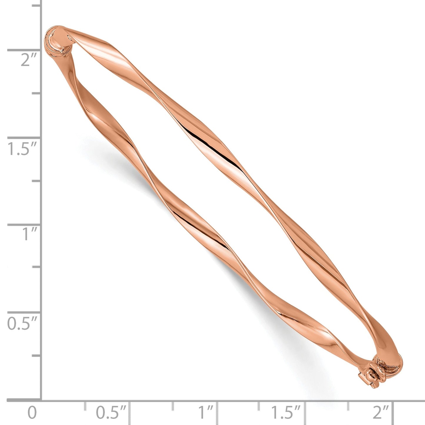 Rose Gold High Polish Twisted Ribbon Hinged Bangle Bracelet