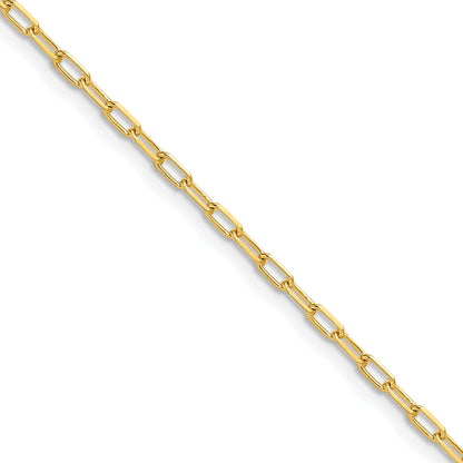 2.2mm Solid Beveled Diamond Cut Paperclip Chain 14k Yellow Gold