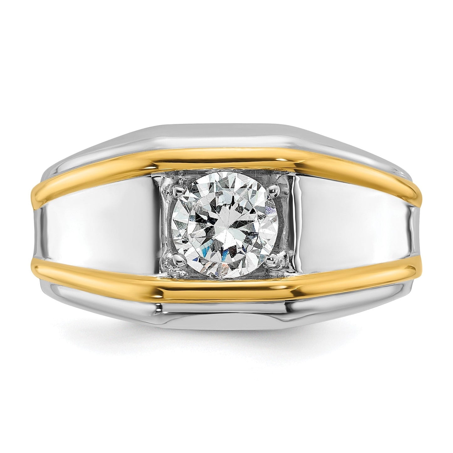 14k Two-tone 1 carat Lab Grown Diamond Men's Solitaire Ring