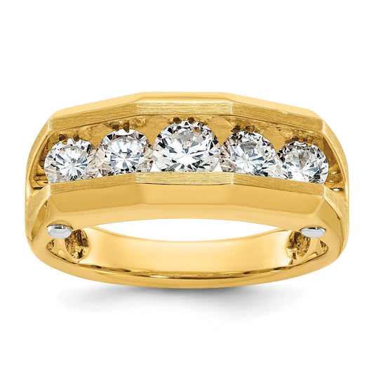 14k Gold 1 1/2 carat Lab Grown Diamond Five Stone Ring
