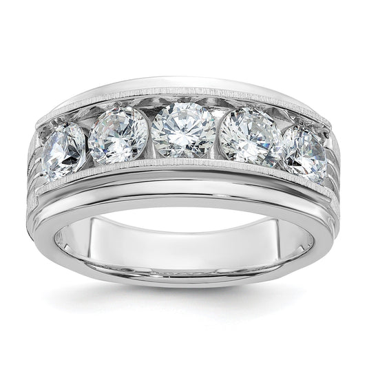 14k White Gold 2 carat Lab Grown Diamond Five Stone Men's Ring