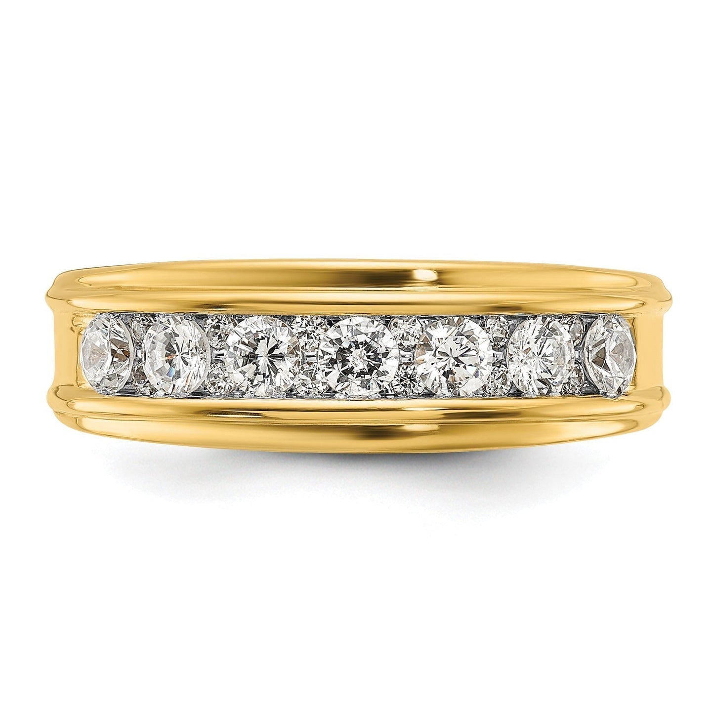 14k Gold 1 carat Lab Grown Diamond Seven Stone Men's Ring