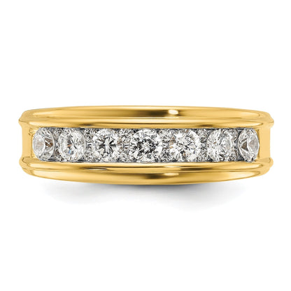 14k Gold 1 carat Lab Grown Diamond Seven Stone Men's Ring