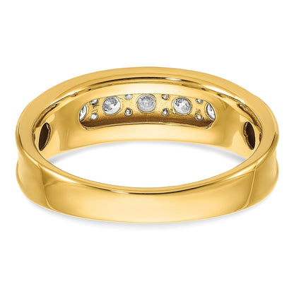 14k Gold 1 carat Lab Grown Diamond Seven Stone Men's Ring