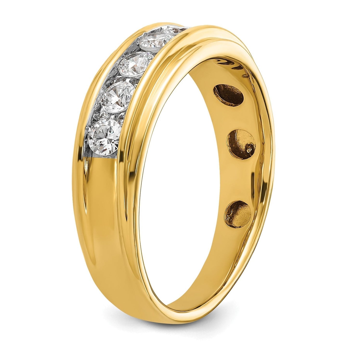 14k Gold 1 carat Lab Grown Diamond Seven Stone Men's Ring