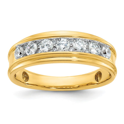 14k Gold 1 carat Lab Grown Diamond Seven Stone Men's Ring