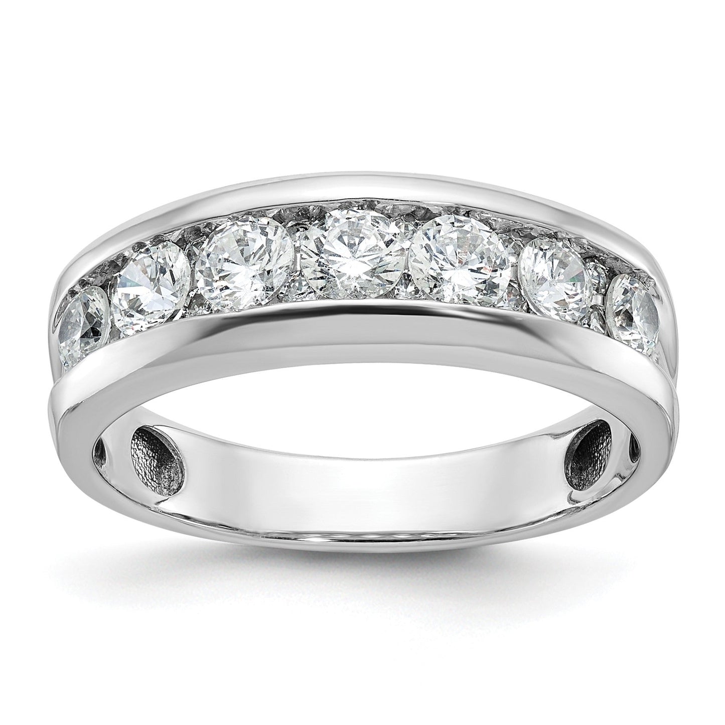 14k White Gold Seven Stone Men's Ring Mounting