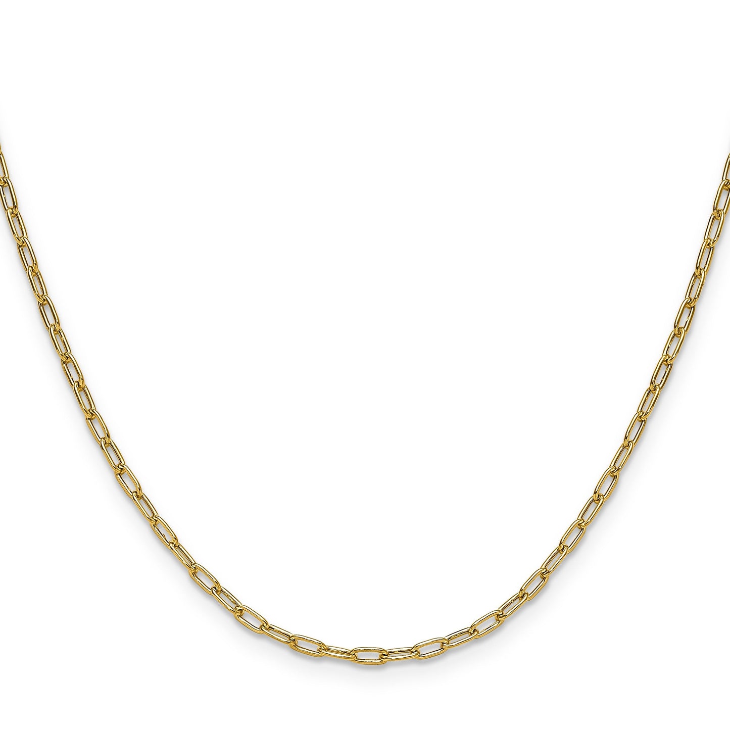 14k Yellow Gold 2.2mm Semi-Solid Beveled Paperclip Chain