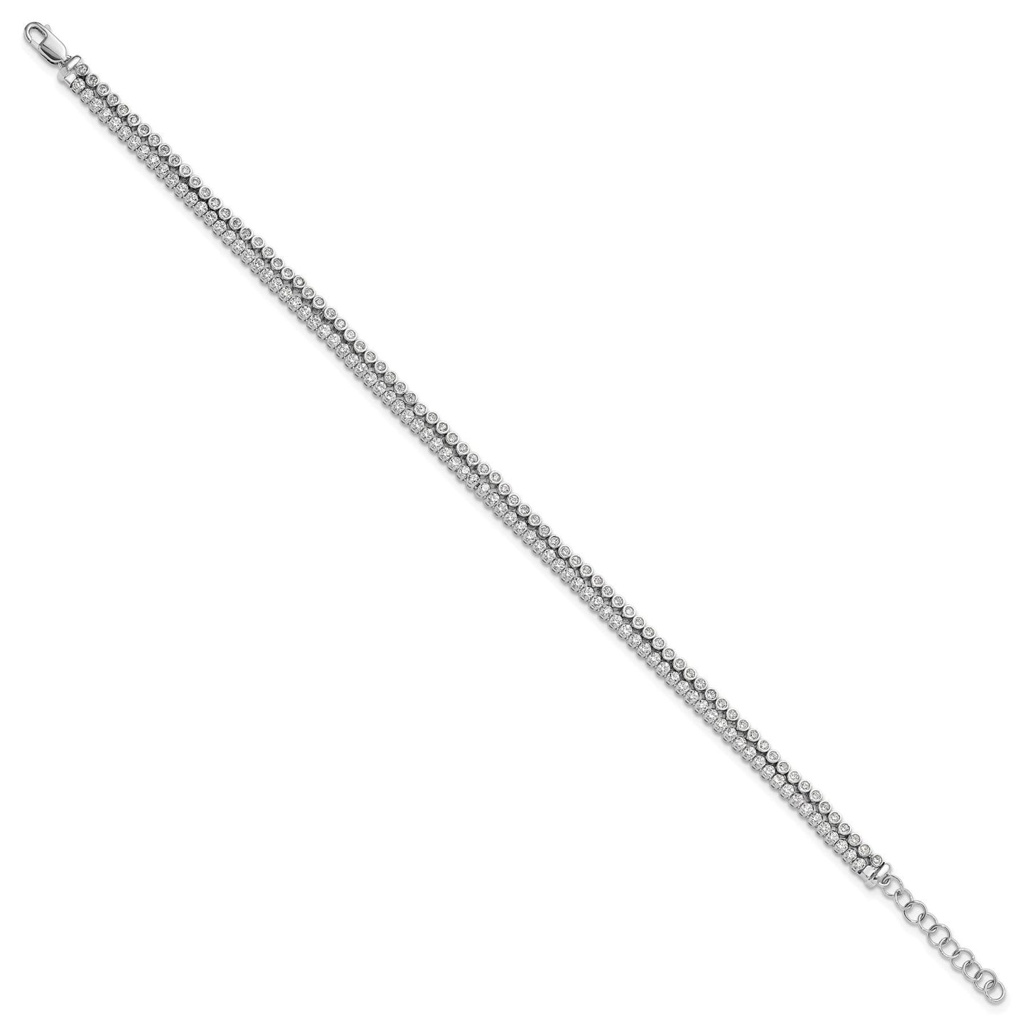 14k White Gold 7/8 Carat Lab Grown Diamond Double Strand Bracelet