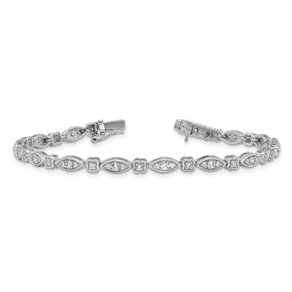 14k White Gold 1 carat Lab Grown Diamond  7 inch Fancy Bracelet