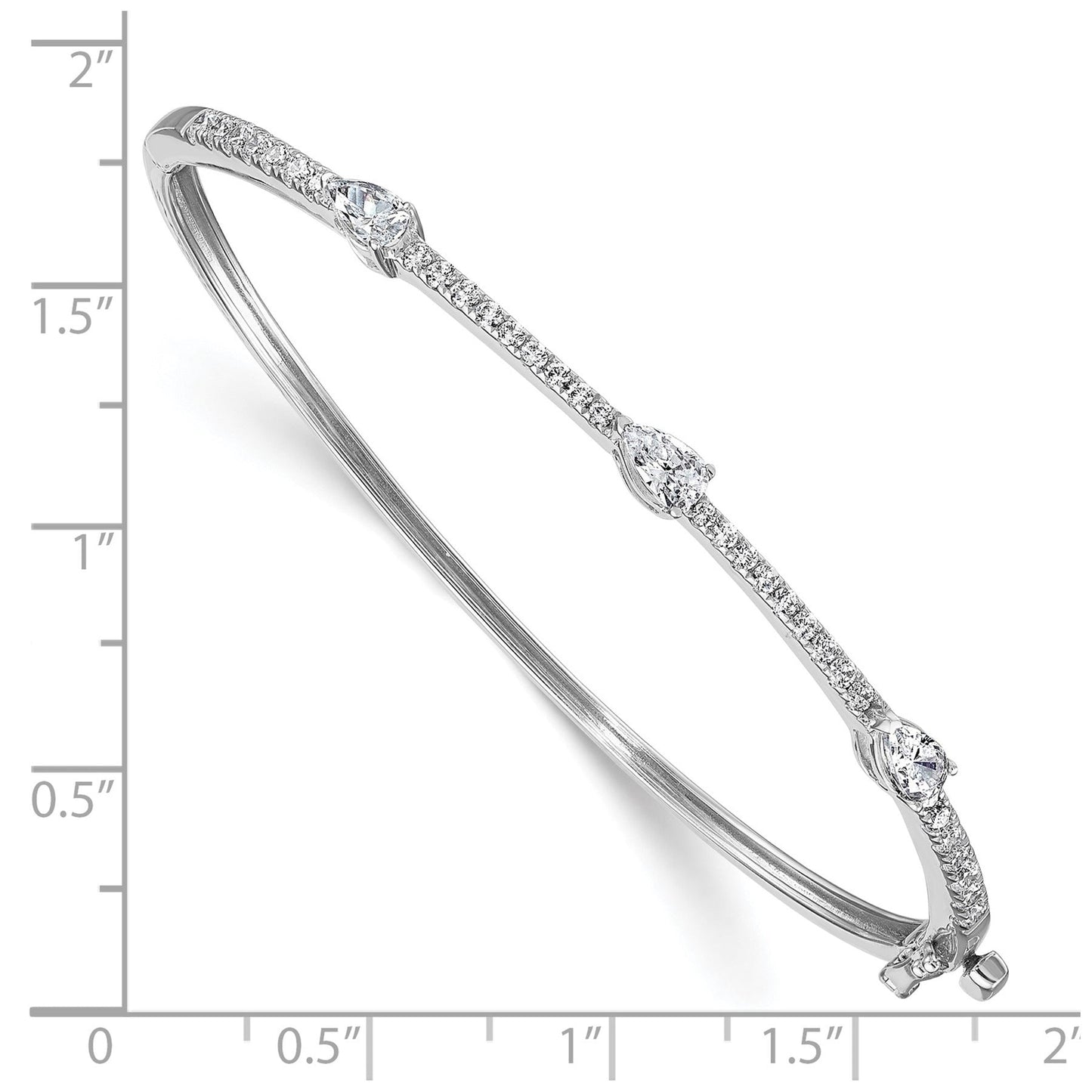 14K Gold Lab Grown Diamond Pear Hinged Bangle Bracelets