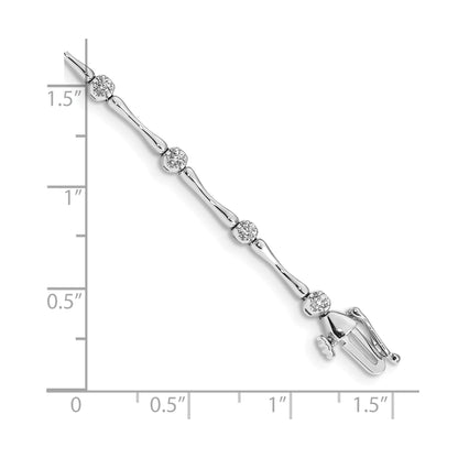 14k White Gold Diamond and Bar Link 7 inch  Fancy Bracelet