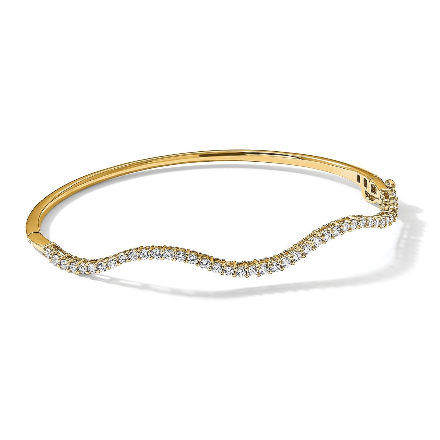 14K Gold 1 carat Lab Grown Diamond Wavy Bangle Bracelet