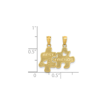 14k Gold BEST FRIENDS 2-Piece Break-apart Puzzle Charm Pendant