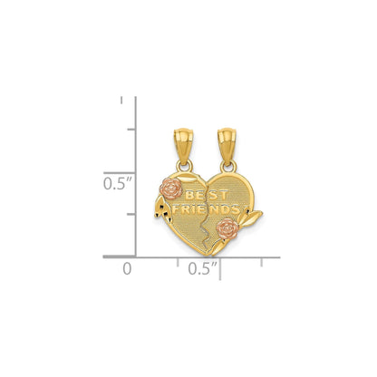14k Gold Best Friend Split Heart Pendant