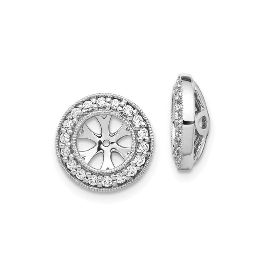 14k White Gold Lab Grown Diamond 6.5 mm Earring Jacket