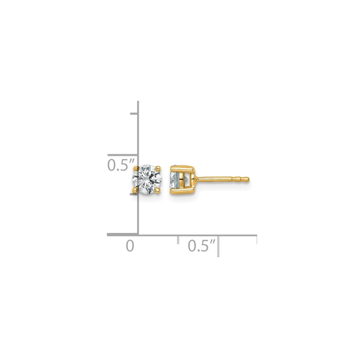 14K Yellow Gold Round Lab Grown Diamond Stud Earrings