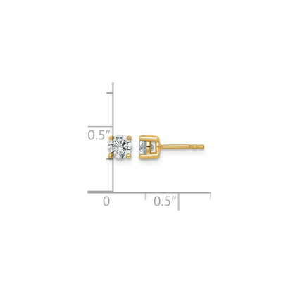 14K Yellow Gold Round Lab Grown Diamond Stud Earrings